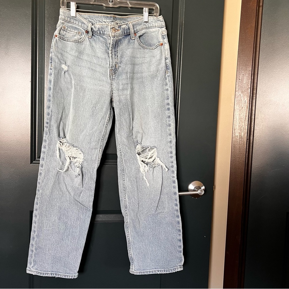Old Navy Mid-Rise Boyfriend Loose Distressed Straight Leg Jeans